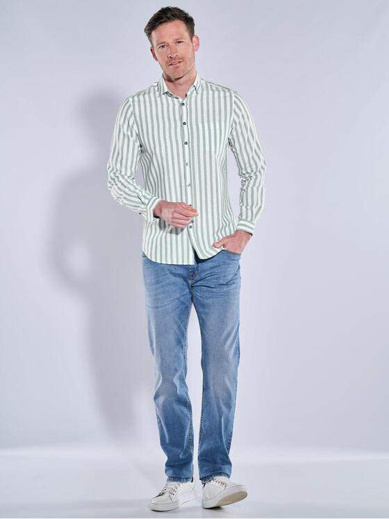 ENGBERS GERMANY Herren Langarm-Hemd mit Leinenanteil Hellgruen 38546
