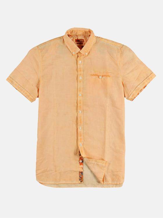 emilio adani Herren Kurzarmhemd mit floralen Kontraststoffdetails Orange 29770