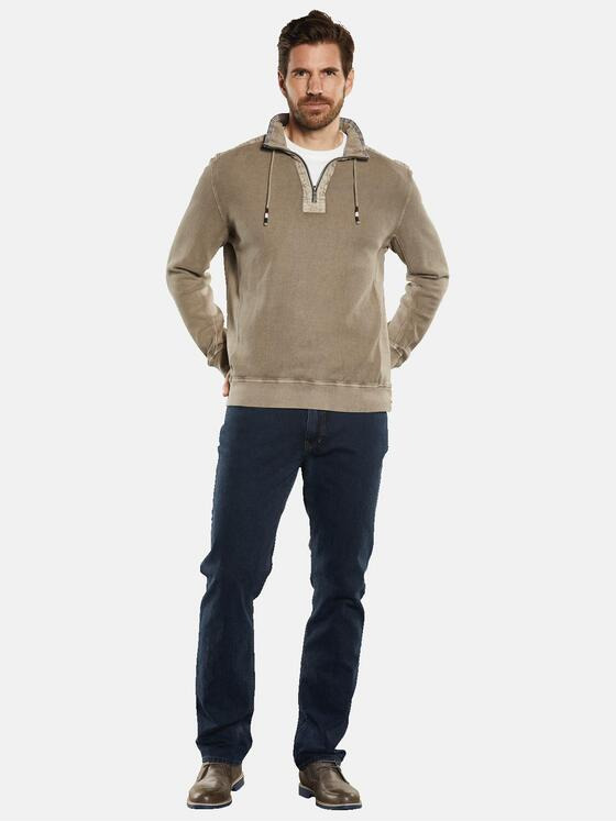 engbers Herren Sweatshirt mit Troyerkragen Beige 34334