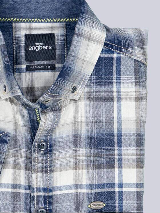 engbers Herren Kurzarm-Hemd kariert Indigoblau 39031