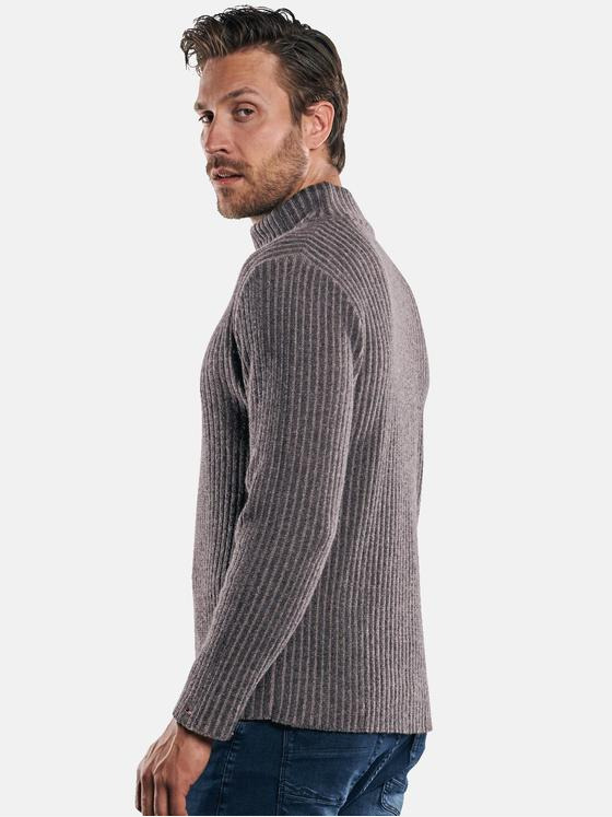 emilio adani Herren Rollkragenpullover mit Rippstruktur Braun 30429