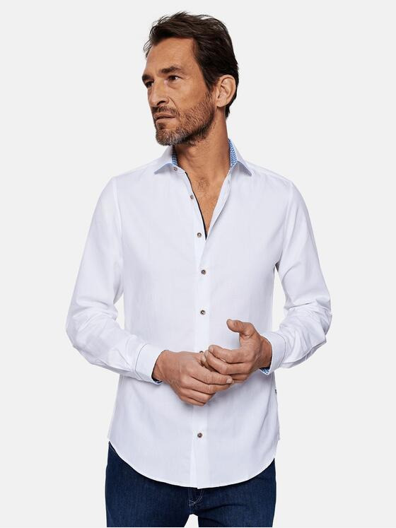 ENGBERS GERMANY Herren Hemd mit Haifischkragen Reinweiss 29670