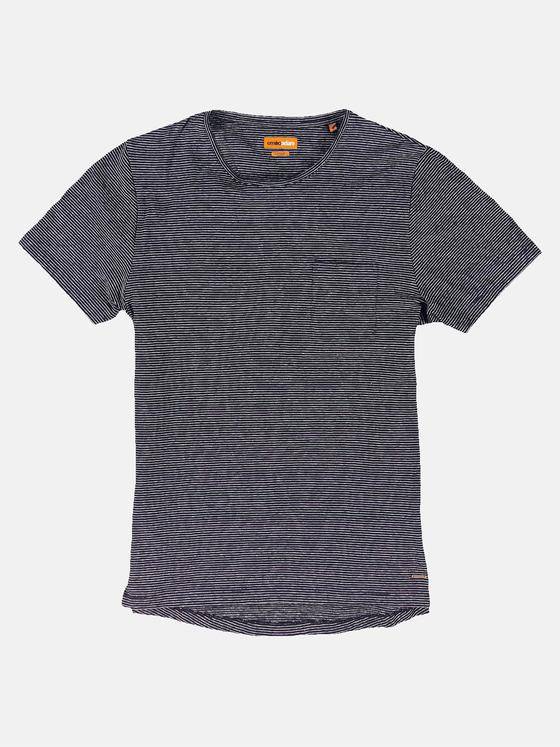 emilio adani Herren T-Shirt gemustert Blau 31631