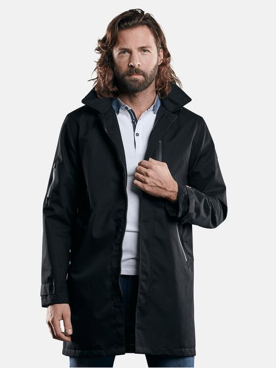 emilio adani Herren wasserdichte lange Jacke Schwarz 29040
