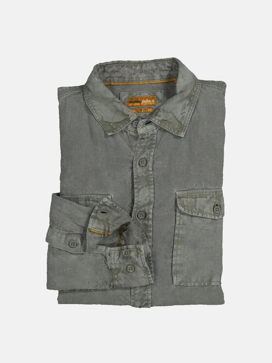 emilio adani Herren Langarm-Hemd slim fit Grün 36597