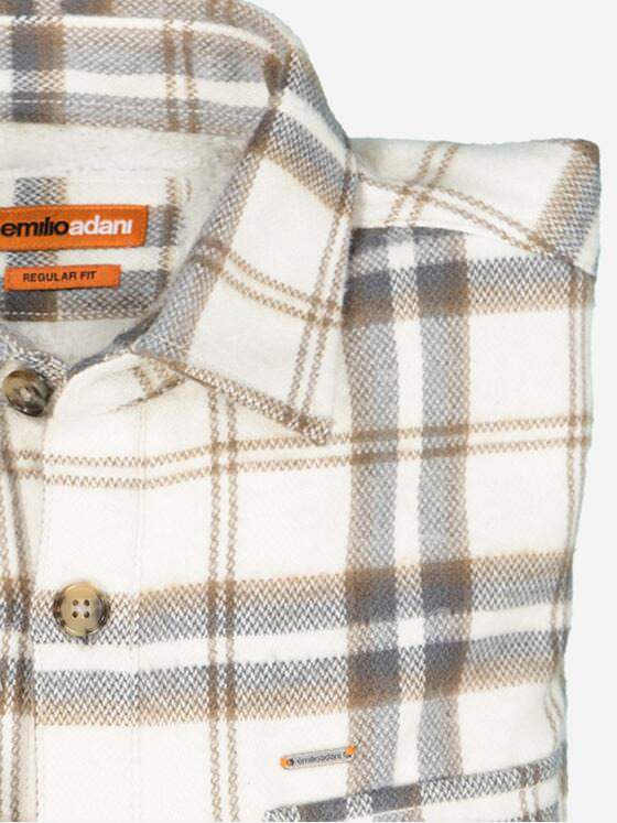 emilio adani Herren Overshirt kariert Beige 37244