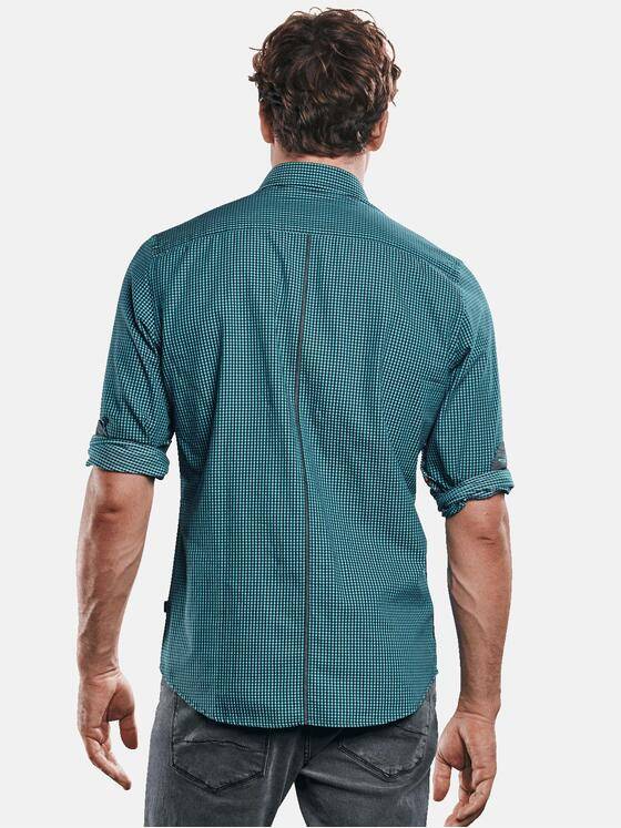 engbers Herren Langarmhemd im Vichykaro-Design. Petrol 30825
