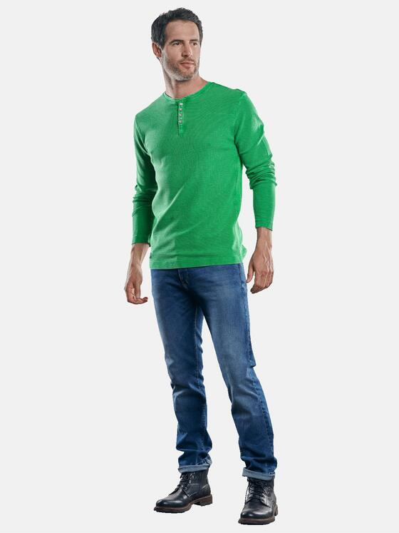 engbers Herren Strukturiertes Henley Shirt Grasgruen 30280
