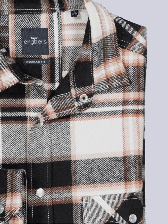 engbers Herren Langarm-Hemd kariert Schwarzbraun 35211