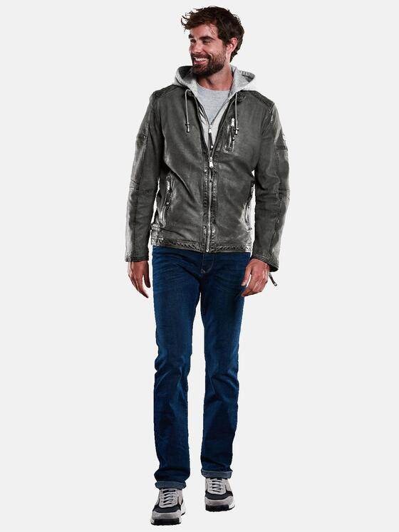 engbers Herren Lederjacke mit abnehmbarer Kapuze Dunkelgrau 33309