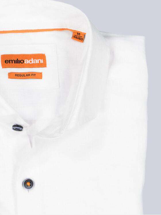 emilio adani Herren Langarm-Hemd aus Leinen Weiß 38564