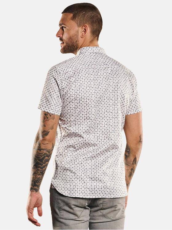 emilio adani Herren Kurzarm-Hemd gemustert Beige 33101