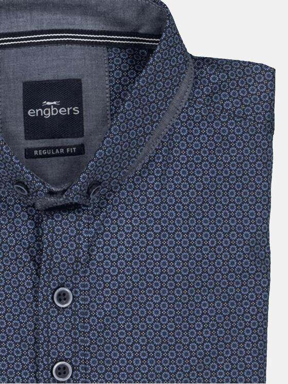 engbers Herren Langarm-Hemd gemustert Blau 36054