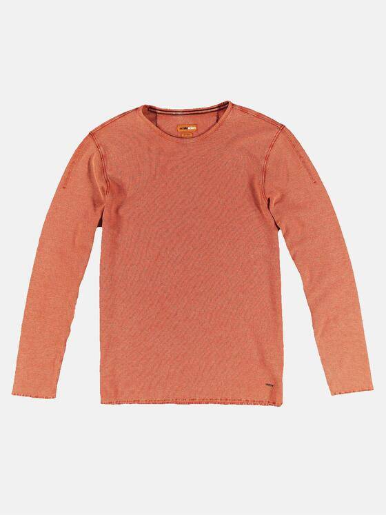 emilio adani Herren Rundhals-Shirt mit feiner Struktur Orange 31927