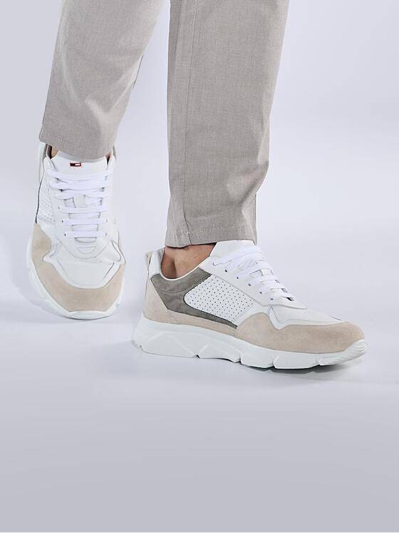 emilio adani Herren Sneaker aus Ledermix Weiß 38479