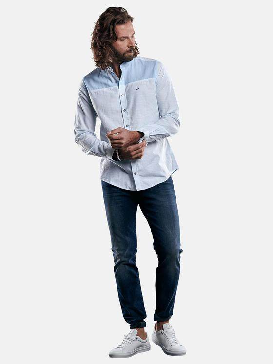 emilio adani Herren leichtes Stehkragen Hemd Blau 29430