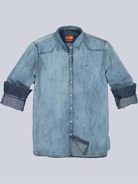 emilio adani Herren Jeans-Hemd uni Blau 33622