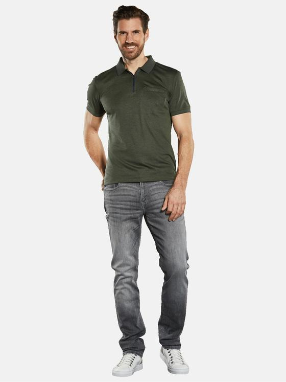 ENGBERS GERMANY Herren Poloshirt mit Reißverschluss Khaki 34825
