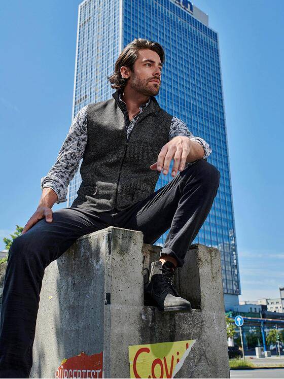emilio adani Herren Sakko-Weste gemustert Schwarz 32004