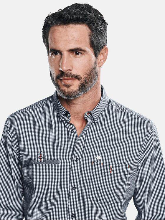 engbers Herren Langarmhemd im Vichykaro-Design. Hellblau 30824