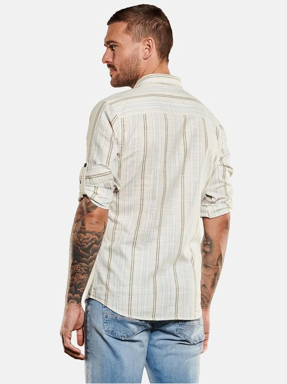 emilio adani Herren Langarm-Hemd gemustert Beige 34459