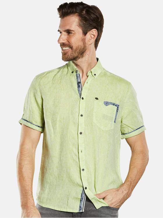 engbers Herren Kurzarm-Hemd aus Leinen Limonengelb 34667