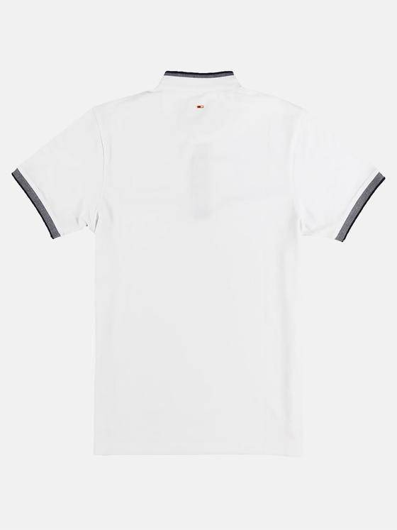 emilio adani Herren Modisches Stehkragen-Polo mit Farbakzenten Weiß 30047