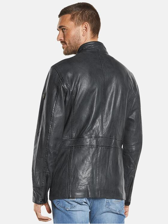 emilio adani Herren Lederjacke slim fit Grau 34221