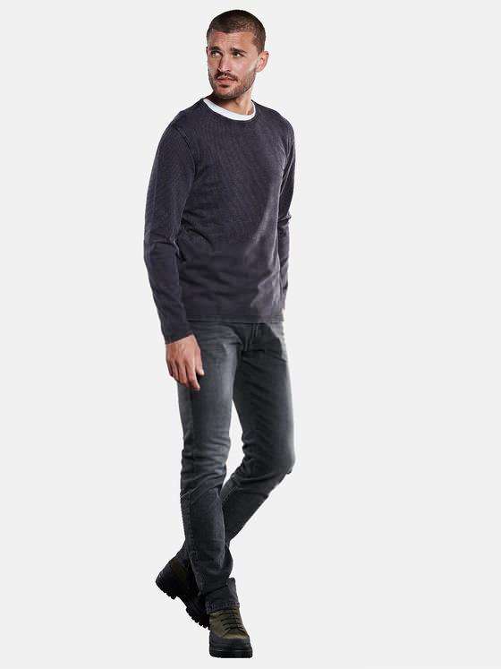 emilio adani Herren Langarm-Shirt strukturiert Schwarz 33424