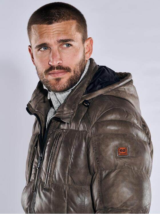 emilio adani Herren Lederjacke regular Braun 37431