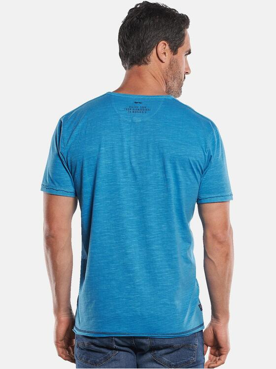 engbers Herren T-Shirt mit Knopfleiste und Kontrastdetails Türkis 29801