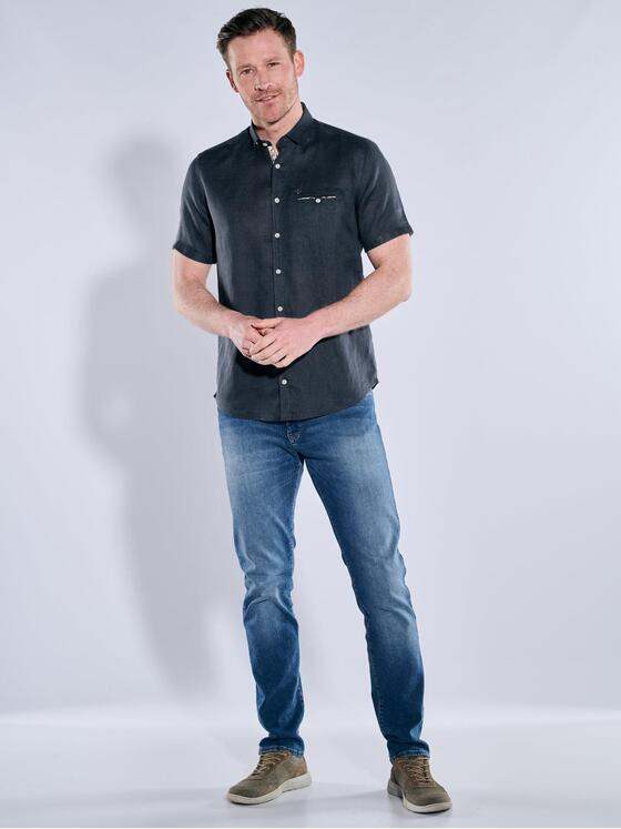 engbers Herren Kurzarm-Hemd aus Leinen Saphirblau 38362