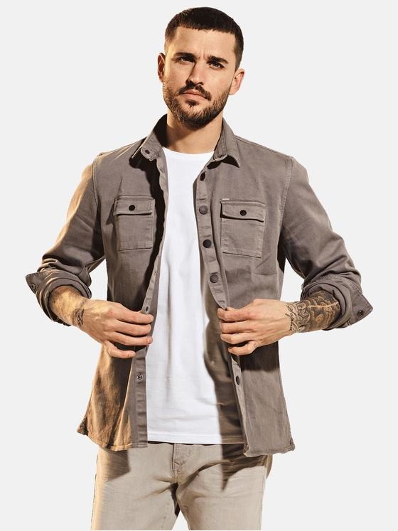 emilio adani Herren Langarm-Hemd uni Grau 31610
