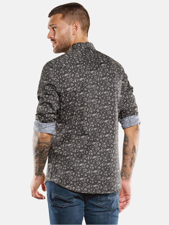 emilio adani Herren Langarm-Hemd mit All-Over-Print Sand 33343