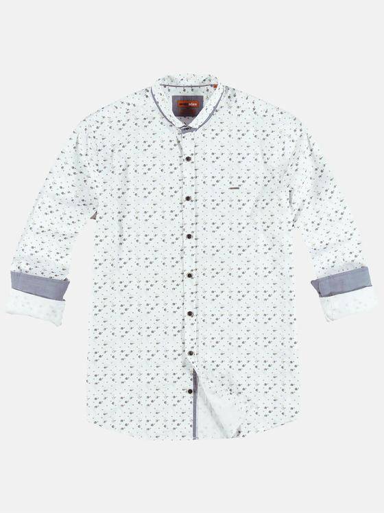 emilio adani Herren Langarmhemd mit außergewöhnlichem Druck Braunbeige 31324