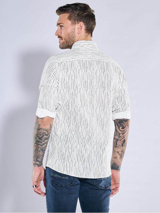 emilio adani Herren Langarm-Hemd gestreift Beige 38268
