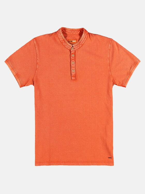 emilio adani Herren Pique-Poloshirt mit edler Knopfleiste Orange 31126