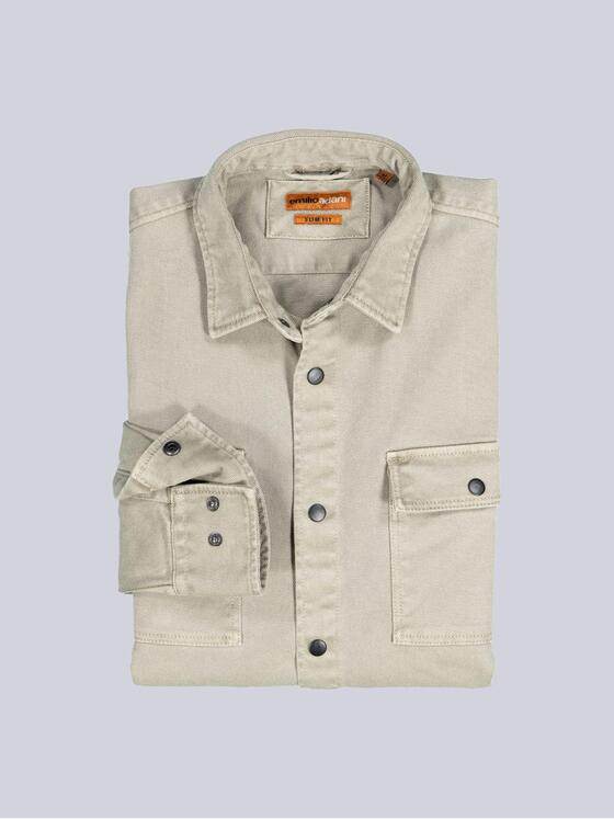 emilio adani Herren Langarm-Hemd slim fit Beige 36996