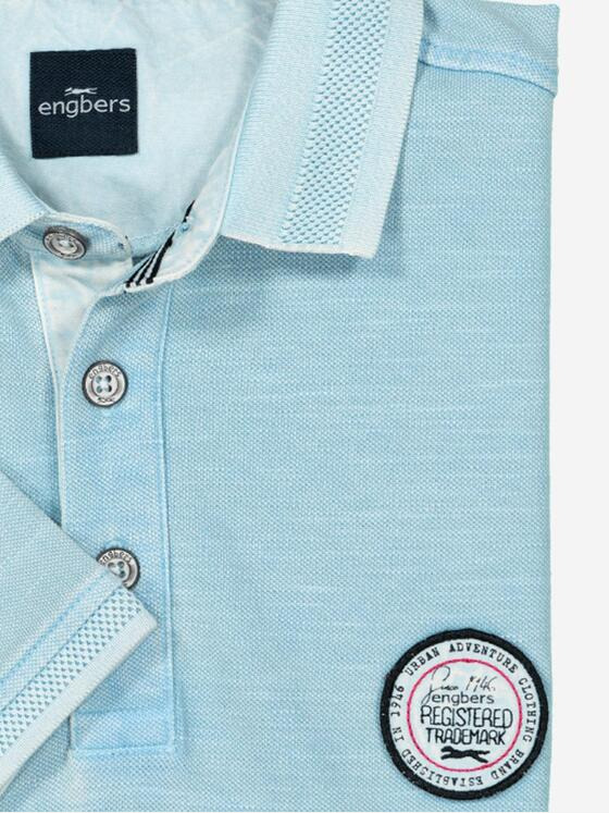 engbers Herren Polo-Shirt strukturiert Mittelblau 37131