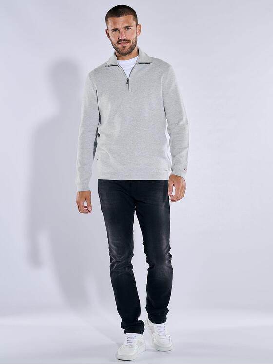 emilio adani Herren Pullover mit Troyerkragen Grau 37858