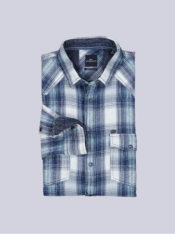 engbers Herren Langarm-Hemd kariert Brilliantblau 39211
