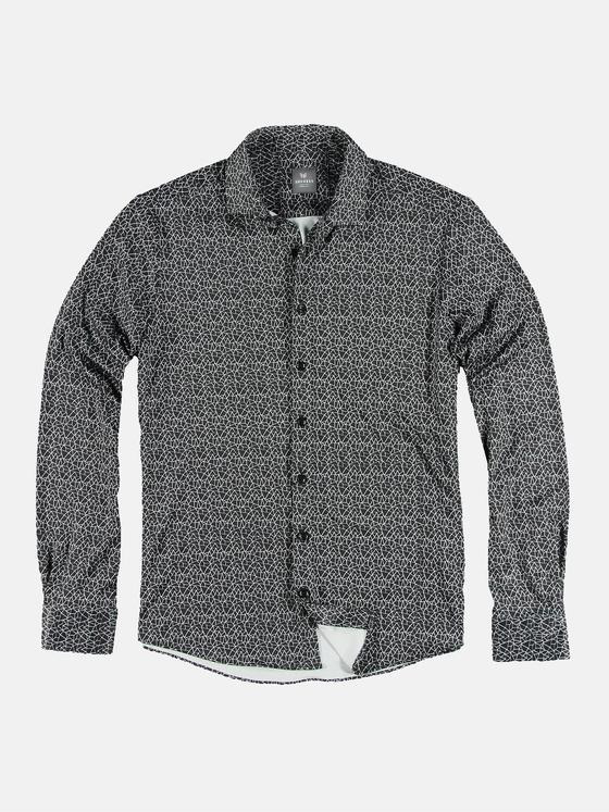ENGBERS GERMANY Herren Langarm-Hemd gemustert Schwarz 32210