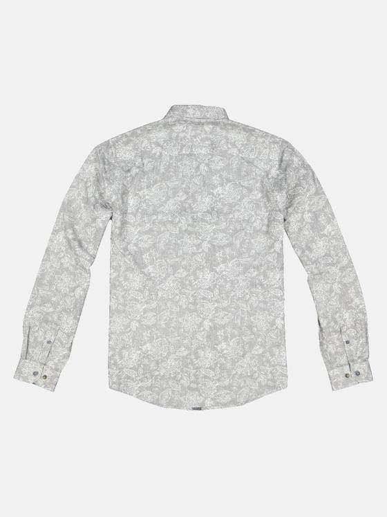 emilio adani Herren Langarm-Hemd mit floralem All-Over-Print Grau 33474