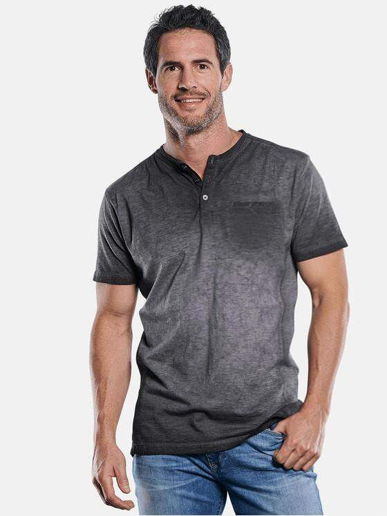 engbers Herren Lässiges Henley T-Shirt in außergewöhnlicher Optik Grau 29874