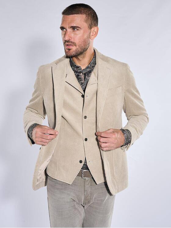 emilio adani Herren Sportives Sakko aus Cord Beige 40872
