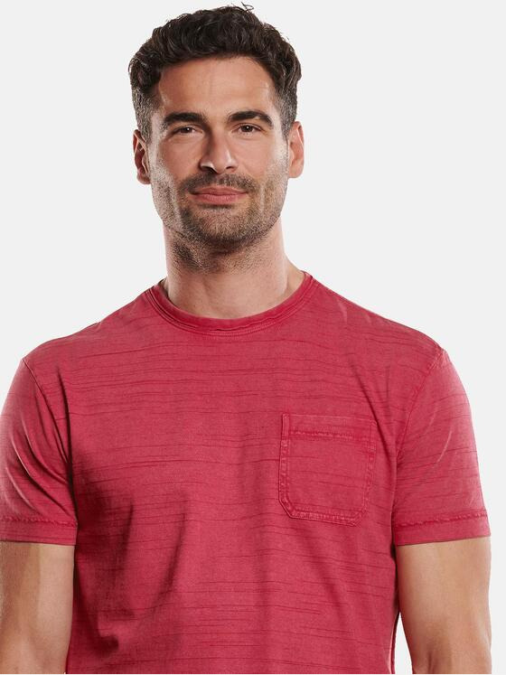 engbers Herren T-Shirt Rundhals gestreift Feuerrot 31647