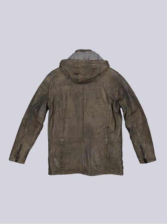engbers Herren Lederjacke mit abnehmbarer Kapuze. Grün 35441