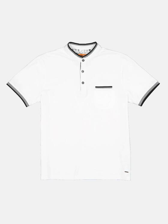 emilio adani Herren Polo-Shirt mit Stehkragen Weiß 33023