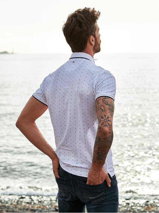 emilio adani Herren Poloshirt mit Minimalprint und Kontrast-Details Weiß 29640