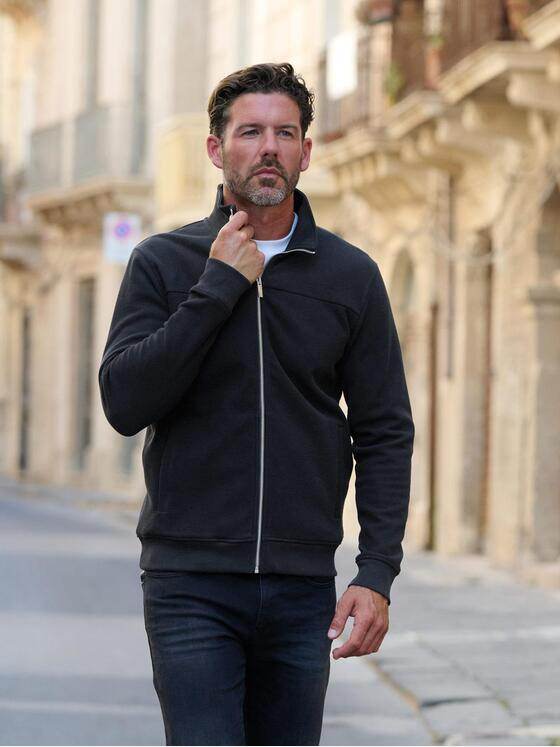 emilio adani Herren Sweatjacke strukturiert Schwarz 39816